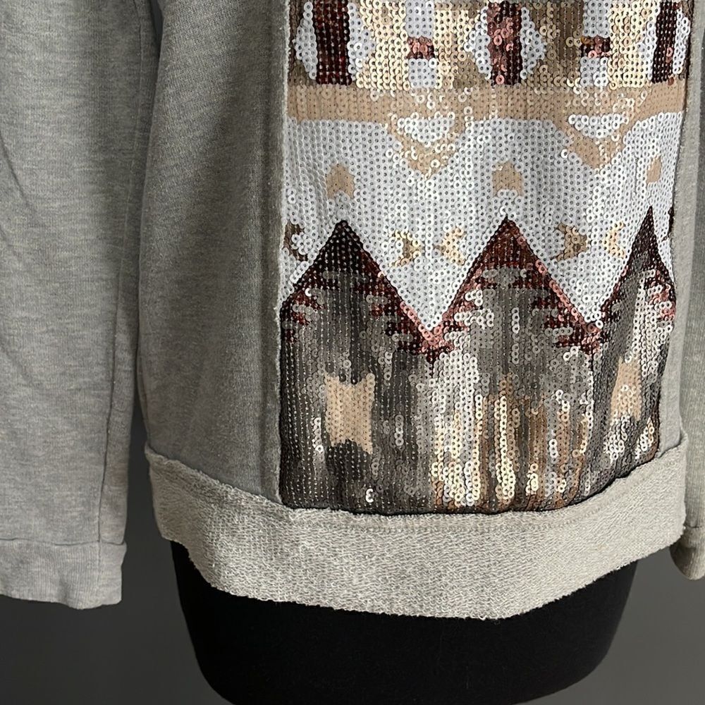Maurices gray sequin center front graphic french terry lining/trim sweatshirt XS - Picture 4 of 6